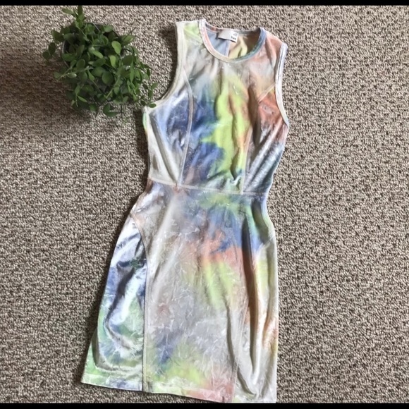 Aritzia Dresses & Skirts - Aritzia Wilfred free velvet neon tie dye dress